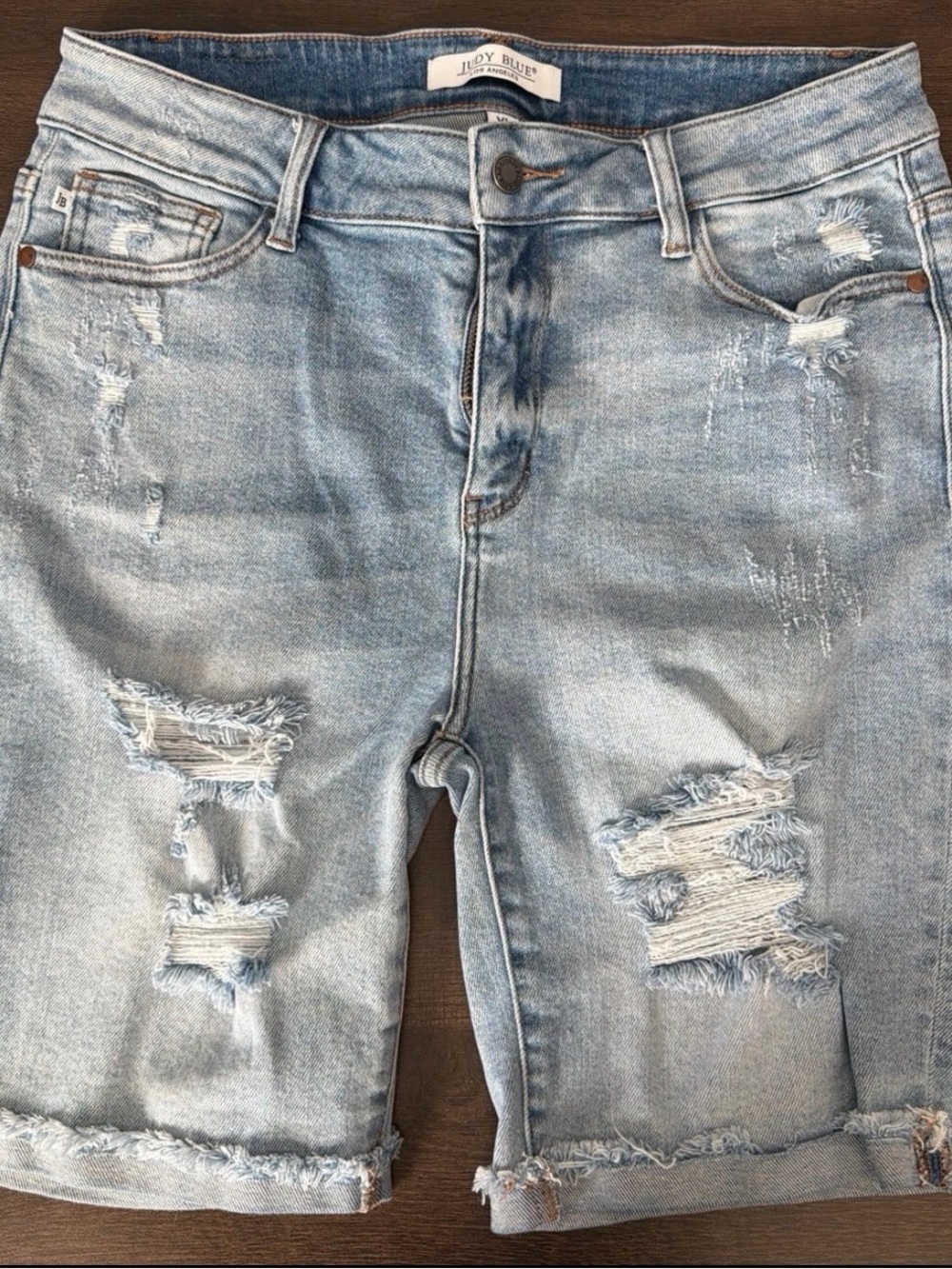Judy Blue Light Blue Distressed Denim Bermuda Shorts
